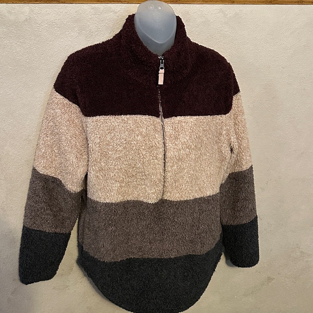 MAURICES Sz Small Burgundy, Mauve, Medium and Chocolate Brown Colorblock Sweater